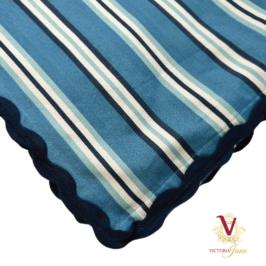 si belle collections blue stripe table cloth corner