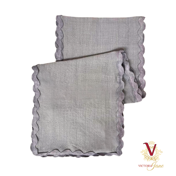 Blue Grey Linen Table Runner folded