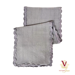 Blue Grey Linen Table Runner folded