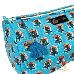 Blue Petal Pouch Bag Set close up
