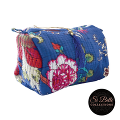 Blue Floral Toilet Bag Set single