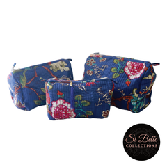 Blue Floral Toilet Bag Set of three