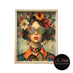 Flower Power Framed Art Bundle brunette lady