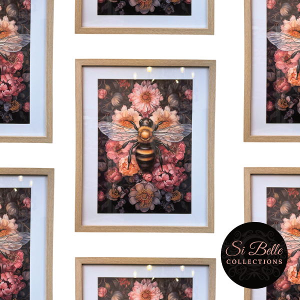 Busy Bee Framed Art repeated on wall