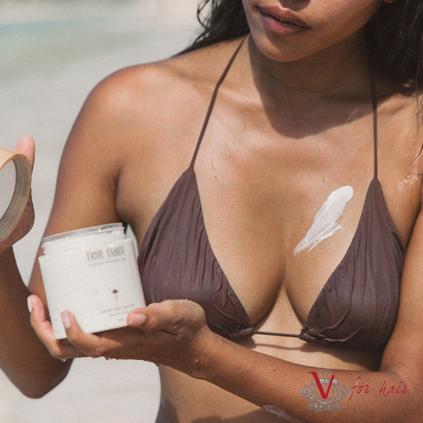 True Tahiti - Coconut Caramel Body Butter - 250g applied on model