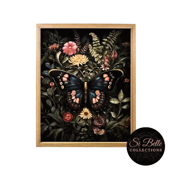si belle collections Butterfly Flower Framed Art
