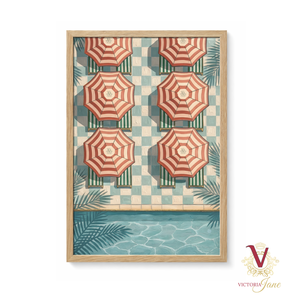 Cabana Lines Framed Art oak