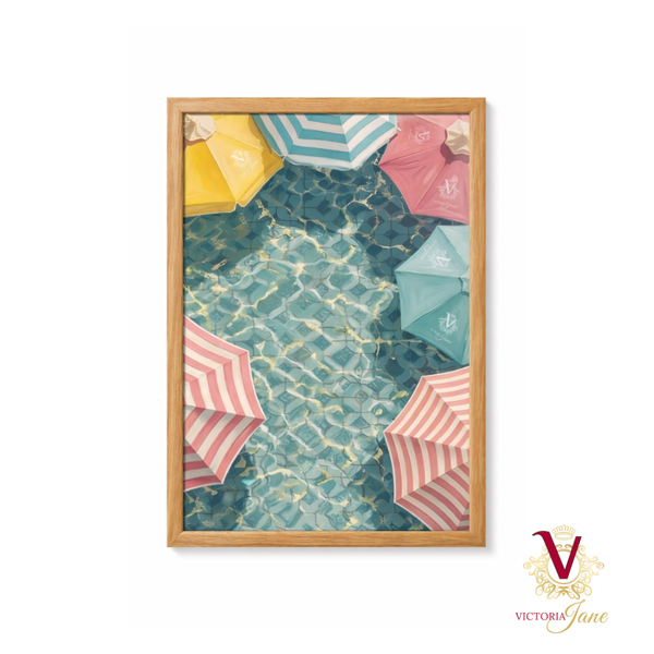 Candy Cabana Framed Art oak