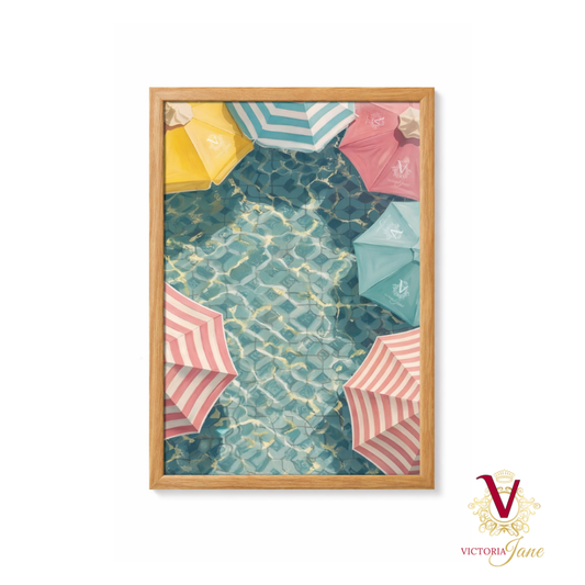 Candy Cabana Framed Art oak