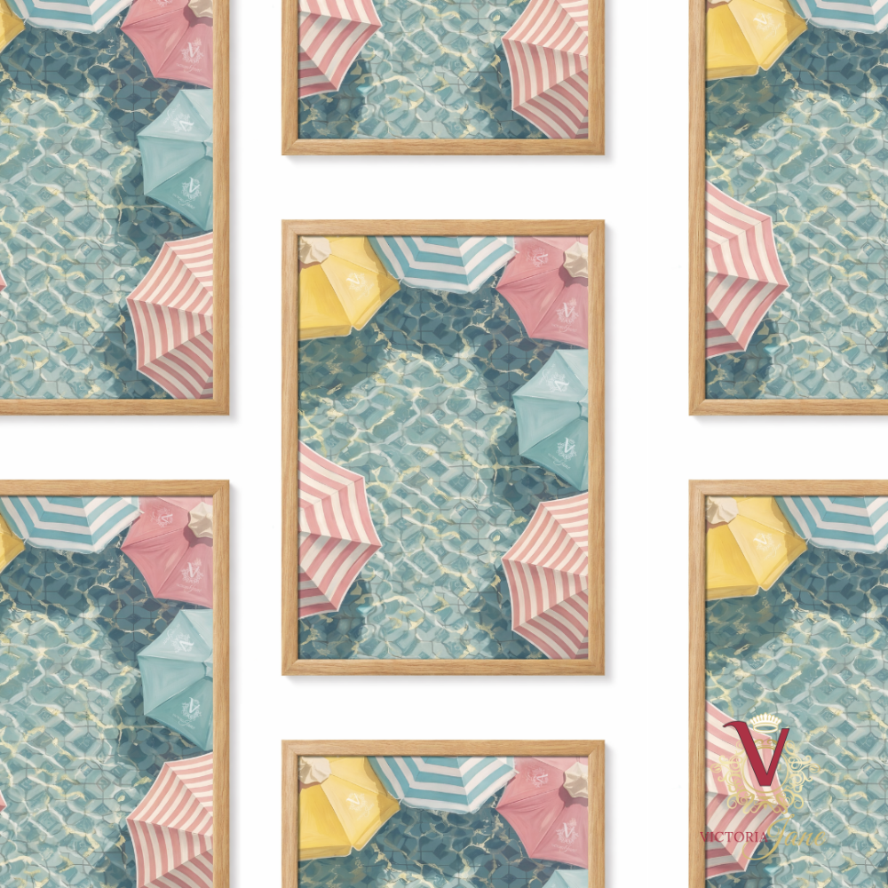 Candy Cabana Framed Art oak repeated