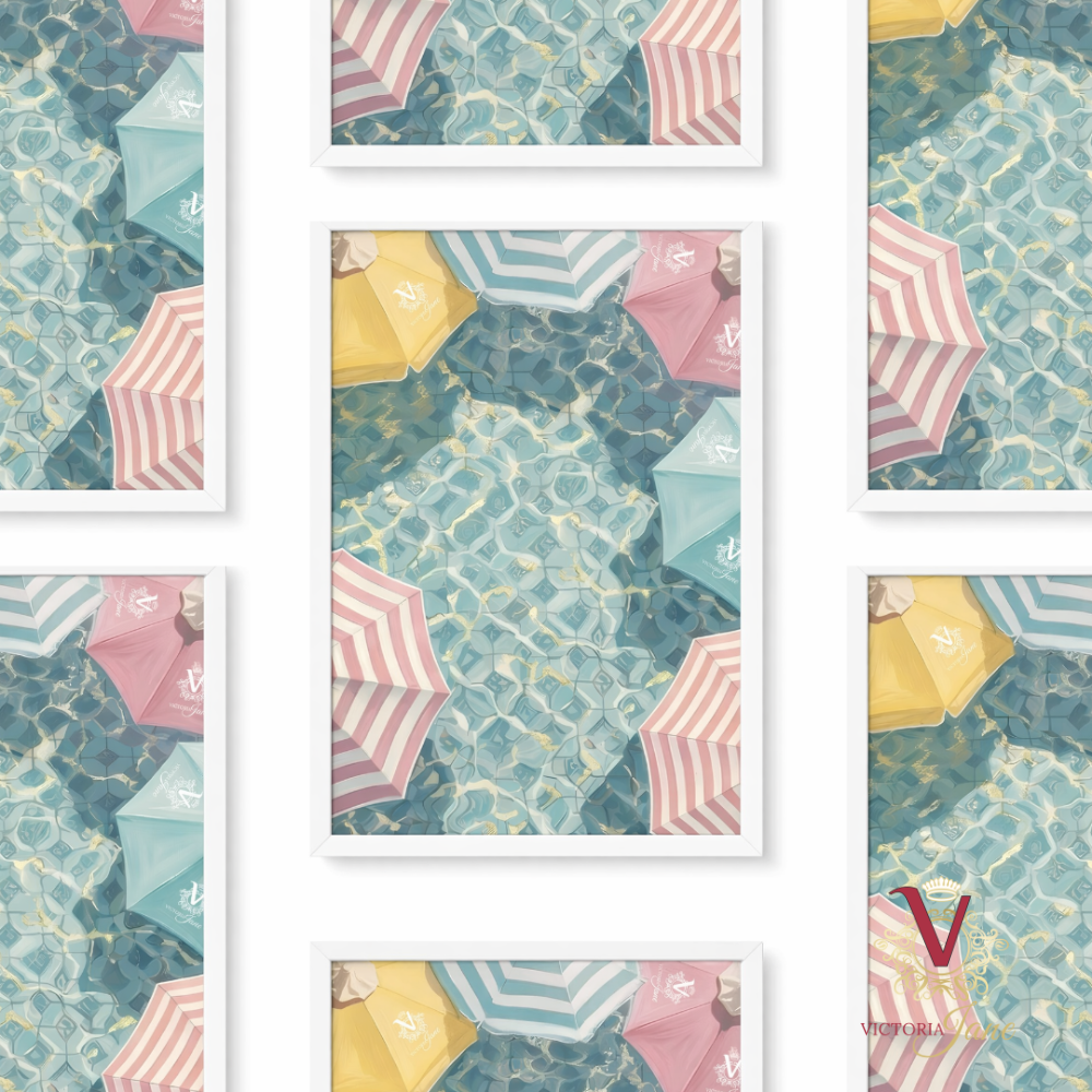 Candy Cabana Framed Art white repeated
