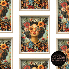 Chocolate Flower Power Framed Art repeated