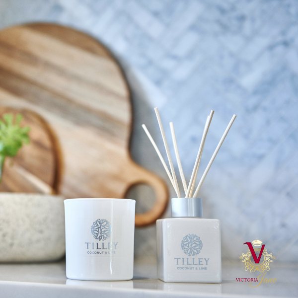 Tilley - Coconut & Lime Candle & Reed Diffuser in kitchen