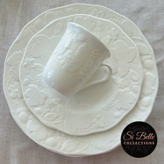 White Floral Dinner Plates cup 