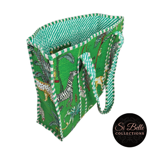 si belle collections Emerald Green Designer Tote side
