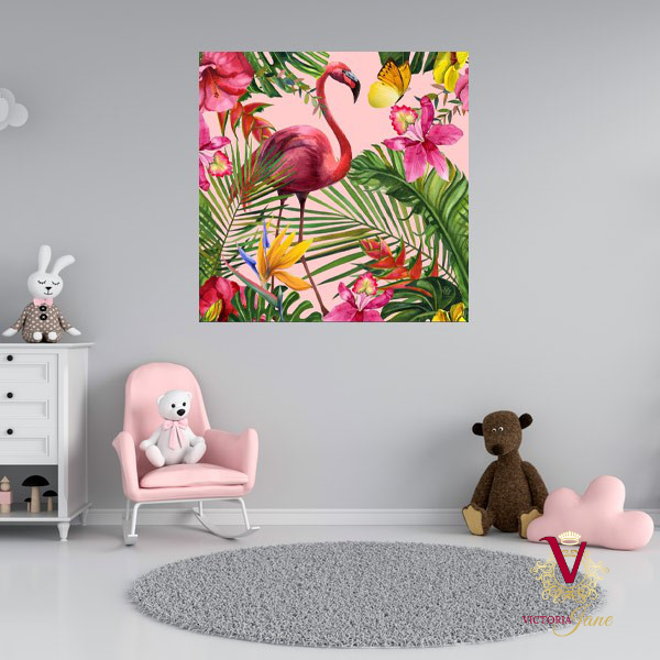 Victoria Jane Fabulous Flamingo Wall Art unframed bright and colourful in child bedroom