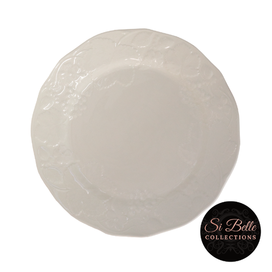 si belle collections White Floral Dinner Plate