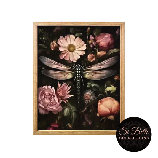 si belle collections Flower Dragonfly Framed Art