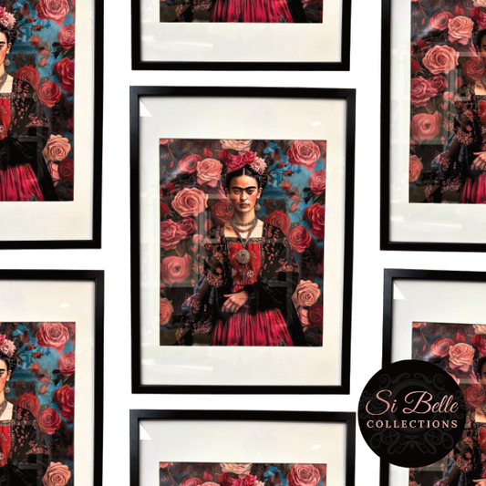 si belle collections Frida Khalo Red Dress Framed Art repeated