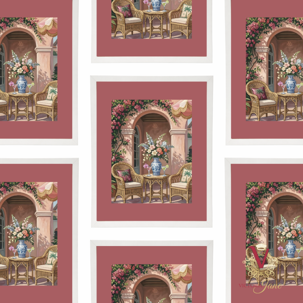 Garden Arch Framed Art white repeated