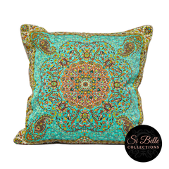 si belle collections Teal Global Paisley Cushion Cover front