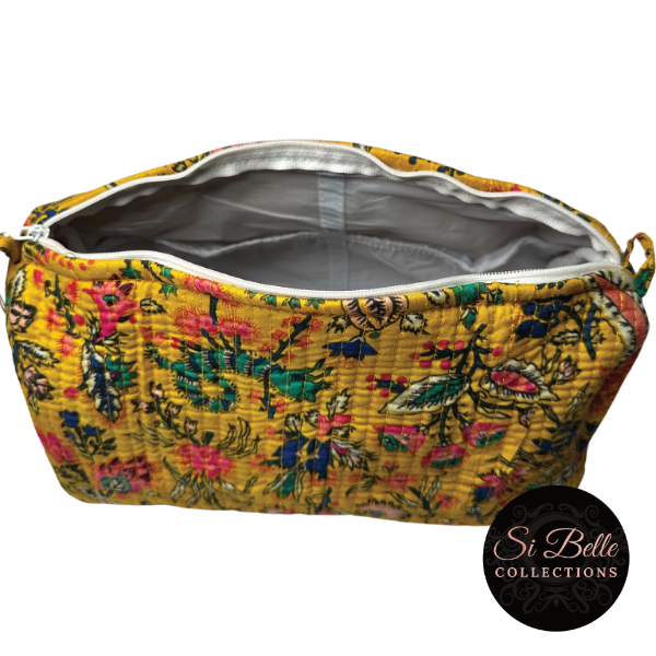 si belle collections Golden Floral Toilet Bag  open