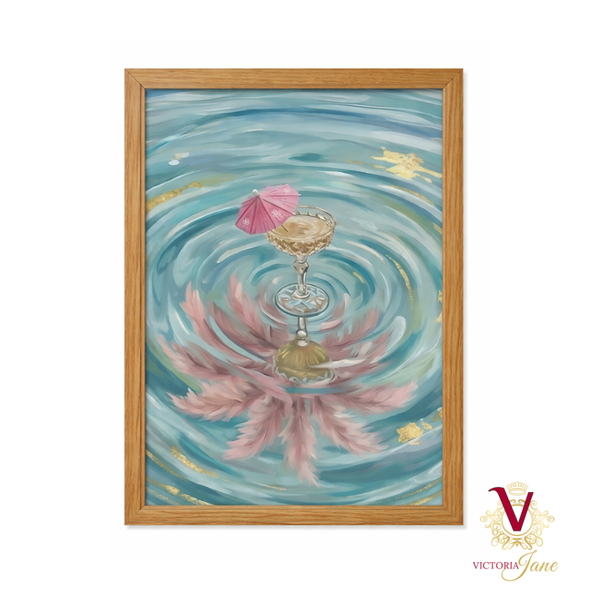 Golden Ripple Framed Art oak