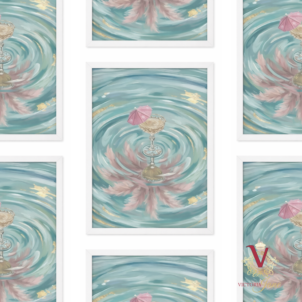 Golden Ripple Framed Art white repeated
