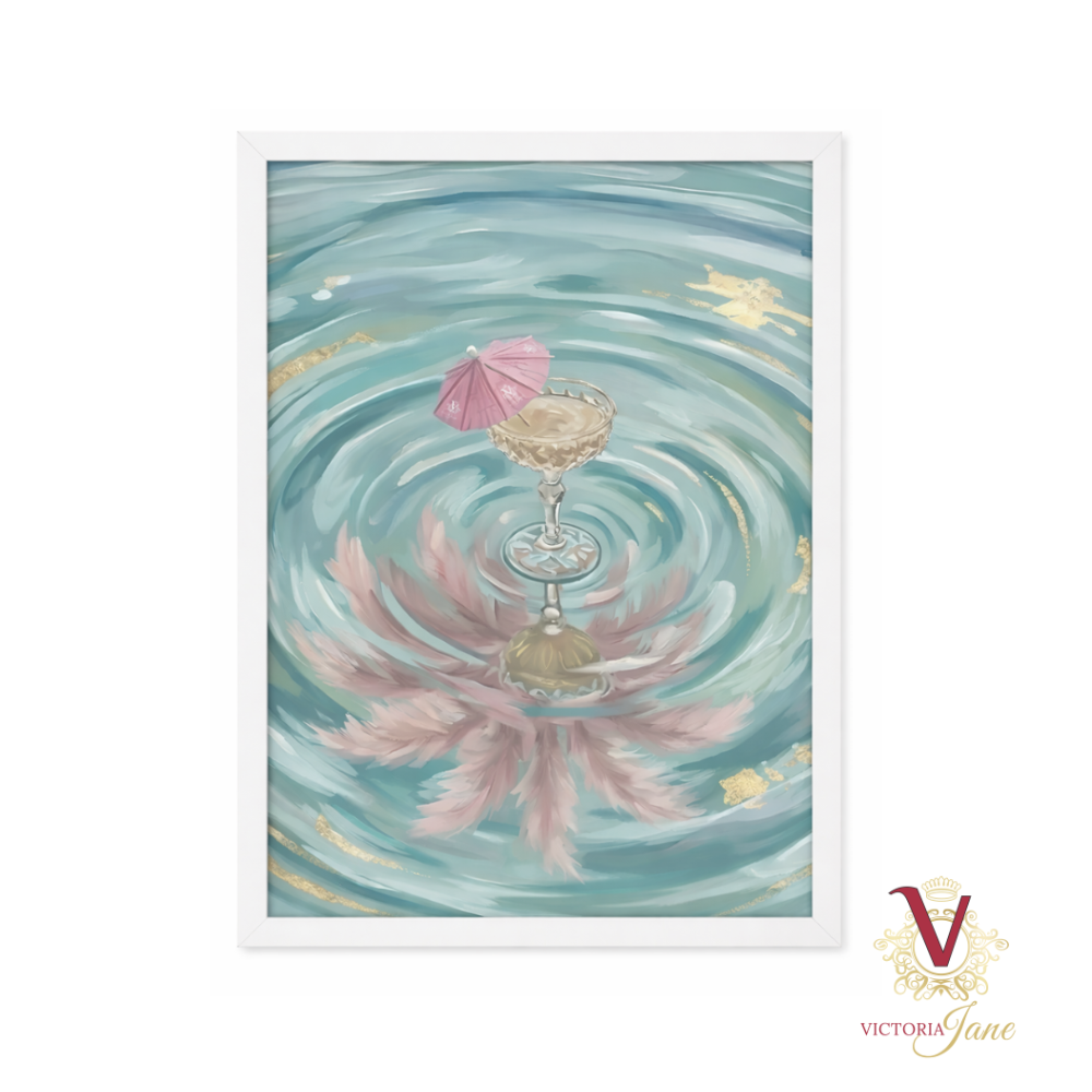 Golden Ripple Framed Art white