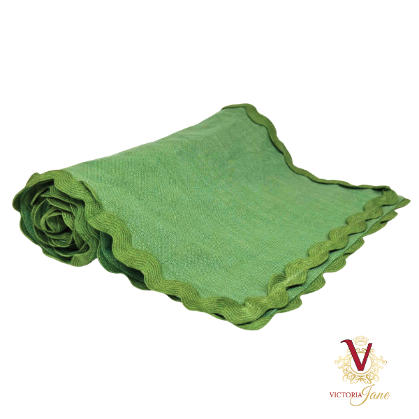 Green Linen Table Runner rolled
