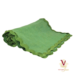 Green Linen Table Runner rolled