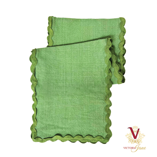 Green Linen Table Runner folded