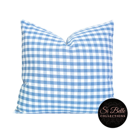 si belle collections Hamptons Blue Check Cushion Cover chopped