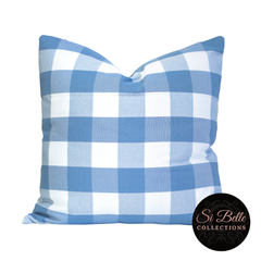 si belle collections Hamptons Blue Plaid Cushion Cover chopped