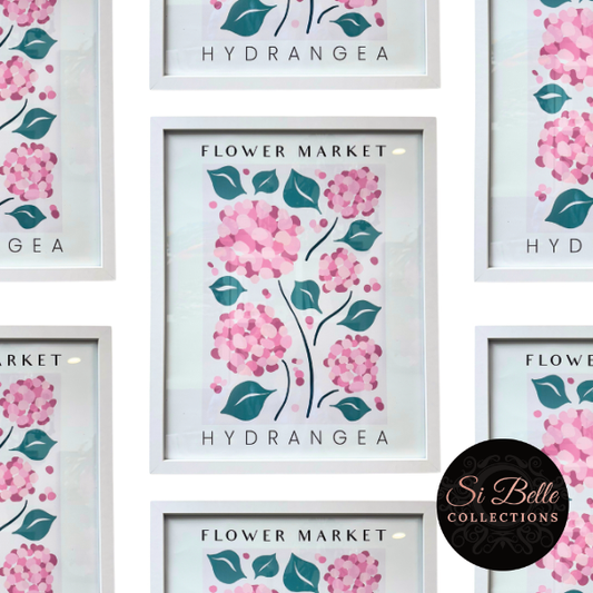 si belle collections Hydrangea Flower Market Framed Art repeated