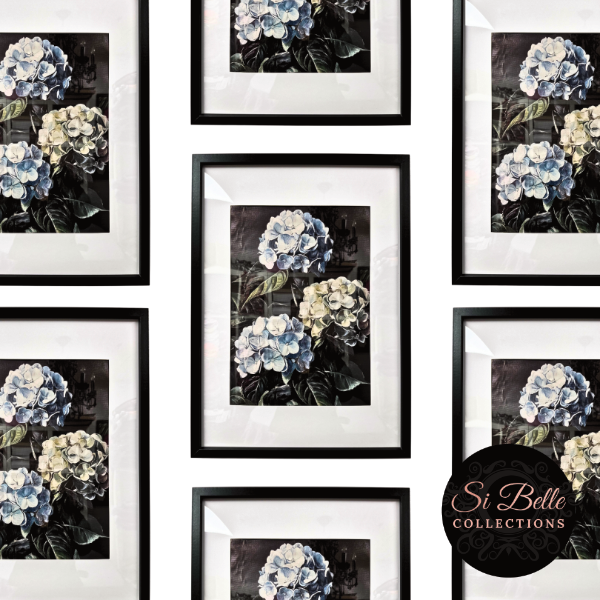 si belle collections Hydrangea Horizon Framed Art Print repeated