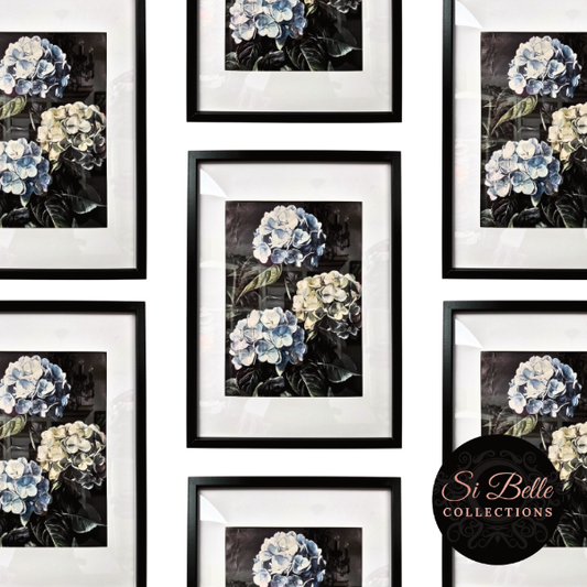si belle collections Hydrangea Horizon Framed Art Print repeated