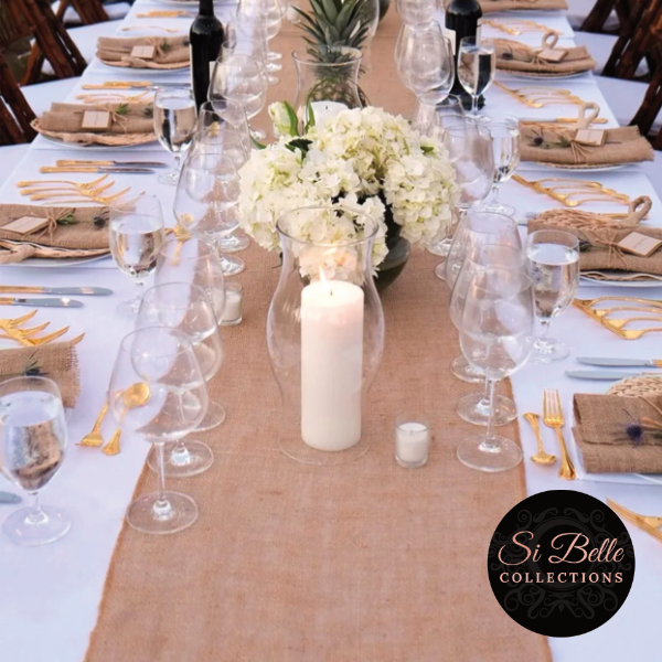 si belle collections Linen Jute Table Runner styled image