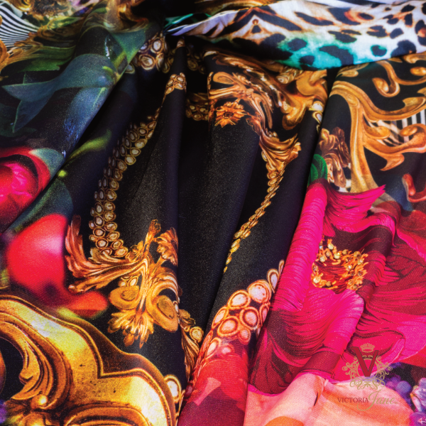 Luxury Satin Peony Bird Kimono silk texture victoria jane