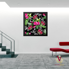 Victoria Jane Leopard Crown Wall Art lifestyle brightening up modern living room colourful flowers
