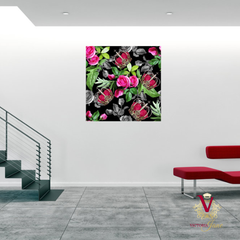 Victoria Jane Leopard Crown Wall Art lifestyle brightening up modern living room colourful flowers unframed