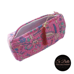 Pink Lipstick Toilet Bag Set open top view