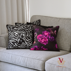 victoria jane Dazzling Dragonfly Velvet Cushion with zebra cushion 