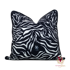 Victoria Jane - Magnolia Safari Queen Velvet Cushion back zebra print vibrant chopped staged
