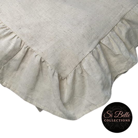 Linen Ruffle Tablecloth corner
