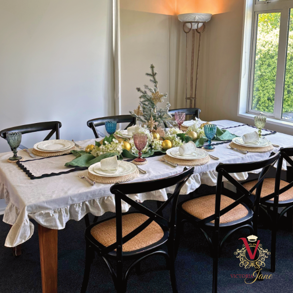 Natural Linen Table Runner set up