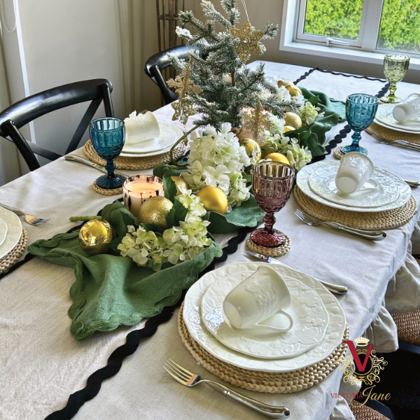 Natural Linen Table Runner centrepiece