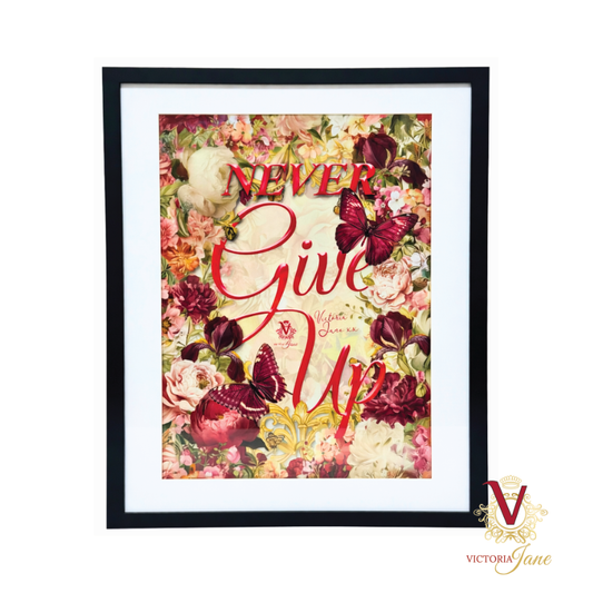 victoria jane Never Give Up Edge Framed Art