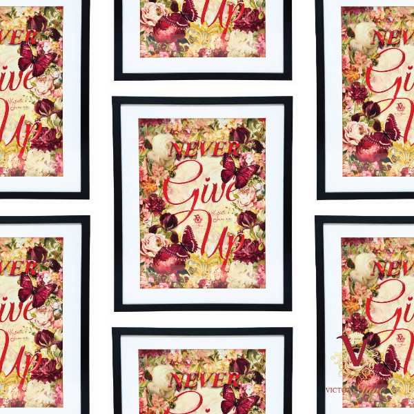 victoria jane Never Give Up Edge Framed Art repeated