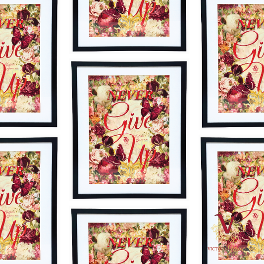 victoria jane Never Give Up Edge Framed Art repeated